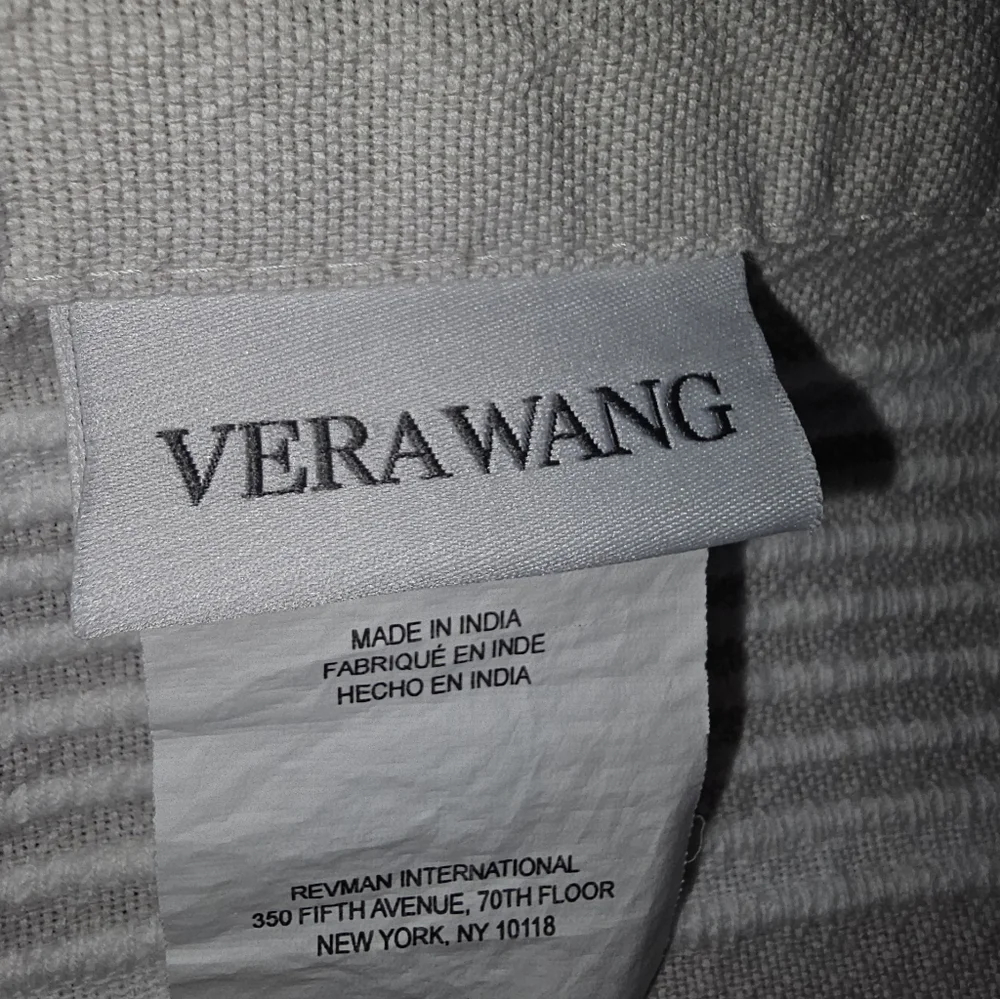 Vera Wang Gray White Horizontal Stripe Fabric Shower Curtain 64×66